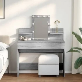 Tocador con luces LED color gris Sonoma 100x40x130 cm de , Tocadores para dormitorios - Ref: Foro24-848204, Precio: 142,20 €,...