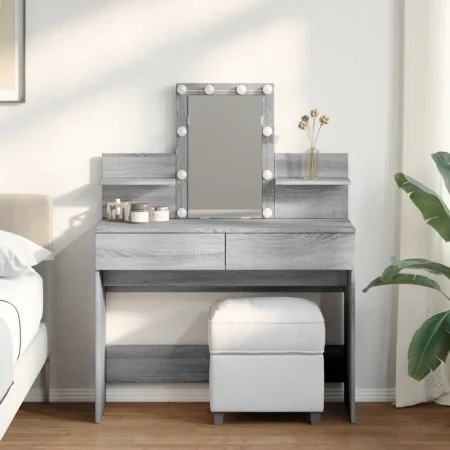 Tocador con luces LED color gris Sonoma 100x40x130 cm by , Bedroom Dressers - Ref: Foro24-848204, Price: 142,20 €, Discount: %