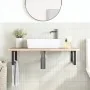 Estante de lavabo de pared de acero y madera maciza de roble de , Tocadores de baño - Ref: Foro24-3302385, Precio: 93,62 €, D...