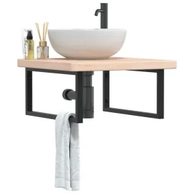 Estante de lavabo de pared de acero y madera maciza de roble von , Badezimmerwaschtische - Ref: Foro24-3302469, Preis: 121,06...