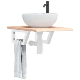 Estante de lavabo de pared de acero y madera maciza de roble von , Badezimmerwaschtische - Ref: Foro24-3302538, Preis: 62,41 ...
