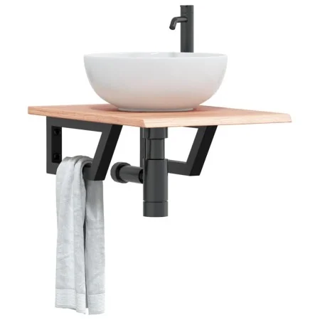 Estante de lavabo de pared de acero y madera maciza de roble by , bathroom vanities - Ref: Foro24-3302559, Price: 70,75 €, Di...