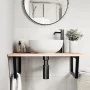 Estante de lavabo de pared de acero y madera maciza de roble de , Tocadores de baño - Ref: Foro24-3302635, Precio: 97,20 €, D...