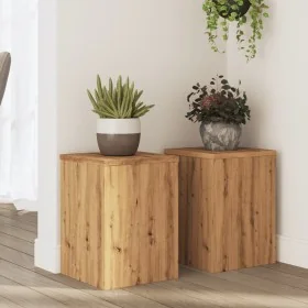 Soportes de plantas 2 uds madera roble artisian 25x25x35 cm von , Topfständer - Ref: Foro24-852914, Preis: 51,45 €, Rabatt: %