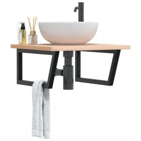 Soportes estante de lavabo 2 unidades trapecio acero negro by , Supports and crossbars - Ref: Foro24-4007288, Price: 42,13 €,...