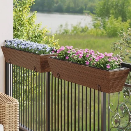 Jardineras con ganchos 2 unidades ratán sintético marrón by , Pots and planters - Ref: Foro24-366405, Price: 70,91 €, Discoun...