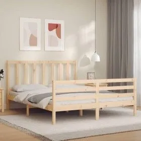Bettgestell mit Massivholzkopfteil 160x200 cm von vidaXL, Betten und Lattenroste - Ref: Foro24-3193866, Preis: 132,92 €, Raba...