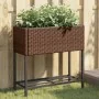Jardineras con estante 2 uds ratán sintético marrón 70x28x70 cm by , Pots and planters - Ref: Foro24-3210511, Price: 111,95 €...