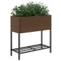 Jardineras con estante 2 uds ratán sintético marrón 70x28x70 cm by , Pots and planters - Ref: Foro24-3210511, Price: 111,95 €...
