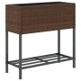 Jardineras con estante 2 uds ratán sintético marrón 70x28x70 cm by , Pots and planters - Ref: Foro24-3210511, Price: 111,95 €...