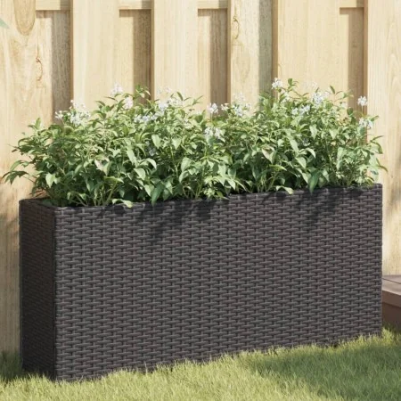 Jardineras con 2 maceteros 2 uds ratán PE negro 90x20x40 cm by , Pots and planters - Ref: Foro24-3210513, Price: 117,94 €, Di...