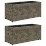 Jardineras con 2 maceteros 2 uds ratán PE gris 72x30x32 cm by , Pots and planters - Ref: Foro24-3210530, Price: 86,66 €, Disc...