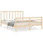 Bed frame with solid wood headboard 160x200 cm by vidaXL, Beds and slatted bases - Ref: Foro24-3193866, Price: 132,92 €, Disc...
