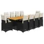 Set de mesa y sillas de jardín y cojines 11 pzas ratán PE negro by , Garden sets - Ref: Foro24-3277272, Price: 1,00 €, Discou...