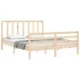 Bed frame with solid wood headboard 160x200 cm by vidaXL, Beds and slatted bases - Ref: Foro24-3193866, Price: 132,92 €, Disc...