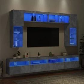 Muebles de TV de pared con luces LED 8 piezas gris hormigón von , TV-Möbel - Ref: Foro24-3216767, Preis: 325,28 €, Rabatt: %