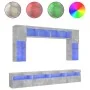 Muebles de TV de pared con luces LED 8 piezas gris hormigón de , Muebles TV - Ref: Foro24-3216767, Precio: 325,28 €, Descuent...