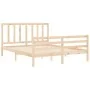 Bed frame with solid wood headboard 160x200 cm by vidaXL, Beds and slatted bases - Ref: Foro24-3193866, Price: 132,92 €, Disc...