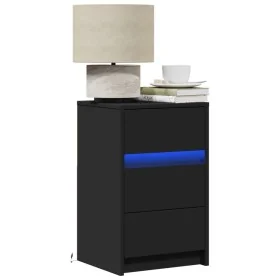 Mesita de noche con luces LED madera de ingeniería negra by , Nightstands - Ref: Foro24-852013, Price: 75,01 €, Discount: %