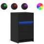 Mesita de noche con luces LED madera de ingeniería negra de , Mesitas de noche - Ref: Foro24-852013, Precio: 75,00 €, Descuen...