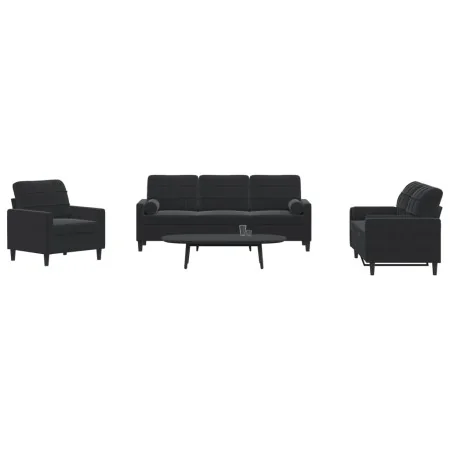 Juego de sofás con cojines 3 piezas terciopelo negro by , Sofas - Ref: Foro24-3278376, Price: 677,79 €, Discount: %