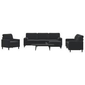Juego de sofás con cojines 4 piezas terciopelo negro by , Sofas - Ref: Foro24-3278466, Price: 743,62 €, Discount: %