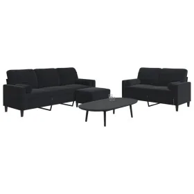 Juego de sofás con cojines 3 piezas terciopelo negro by , Sofas - Ref: Foro24-3278426, Price: 568,08 €, Discount: %
