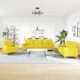 Juego de sofás con cojines 3 piezas tela amarillo claro by , Sofas - Ref: Foro24-3278308, Price: 638,03 €, Discount: %