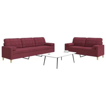 Juego de sofás con cojines 2 piezas tela rojo tinto by , Sofas - Ref: Foro24-3278341, Price: 550,49 €, Discount: %