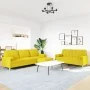 Juego de sofá 3 piezas con reposapiés y cojines tela amarillo by , Sofas - Ref: Foro24-3278348, Price: 565,94 €, Discount: %