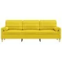Sofá de 3 plazas con cojines tela amarillo claro 210 cm by , Sofas - Ref: Foro24-3278206, Price: 313,75 €, Discount: %