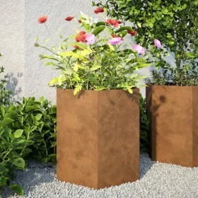Jardinera hexagonal 46x40x45 cm acero desgastado by , Pots and planters - Ref: Foro24-851120, Price: 51,70 €, Discount: %