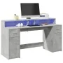 Escritorio con LED madera ingeniería gris hormigón 160x55x91 cm de , Escritorios - Ref: Foro24-3309432, Precio: 175,15 €, Des...