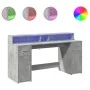 Escritorio con LED madera ingeniería gris hormigón 160x55x91 cm de , Escritorios - Ref: Foro24-3309432, Precio: 175,15 €, Des...