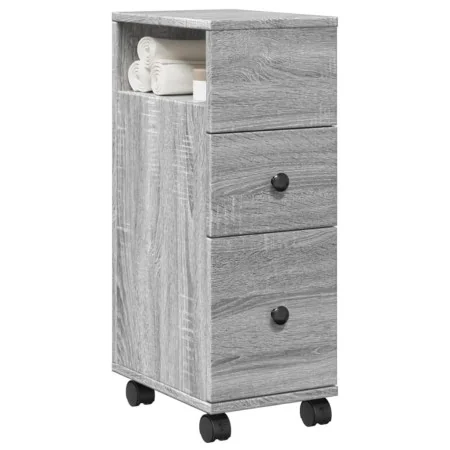 Armario de baño estrecho con ruedas madera gris Sonoma by , Lockers and storage cabinets - Ref: Foro24-855237, Price: 66,37 €...