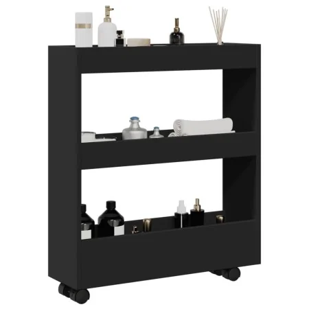 Carro de almacenaje estrecho 3 niveles madera ingeniería negro von , Küchen- und Speisewagen - Ref: Foro24-855242, Preis: 52,...