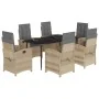 Set comedor de jardín 7 pzas con cojines ratán sintético beige de , Conjuntos de jardín - Ref: Foro24-3212395, Precio: 905,56...
