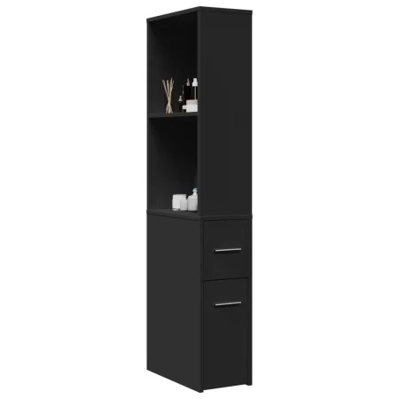 Armario de baño estrecho con ruedas madera de ingeniería negro von , Schließfächer und Lagerschränke - Ref: Foro24-855296, Pr...