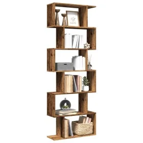 Librería divisora 6 niveles madera envejecida 70x24x193 cm by , Bookcases and shelves - Ref: Foro24-858091, Price: 84,46 €, D...