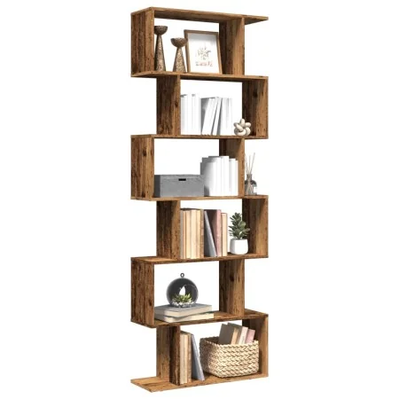 Librería divisora 6 niveles madera envejecida 70x24x193 cm by , Bookcases and shelves - Ref: Foro24-858091, Price: 84,46 €, D...