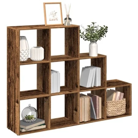 Librería divisora 3 niveles madera envejecida 137,5x29x103,5 cm by , Bookcases and shelves - Ref: Foro24-857983, Price: 89,30...