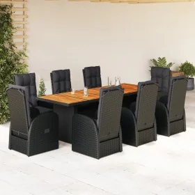 Set de comedor de jardín 9 pzas y cojines ratán sintético negro by , Garden sets - Ref: Foro24-3277651, Price: 1,00 €, Discou...