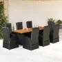 Set de comedor de jardín 9 pzas y cojines ratán sintético negro de , Conjuntos de jardín - Ref: Foro24-3277651, Precio: 1,00 ...