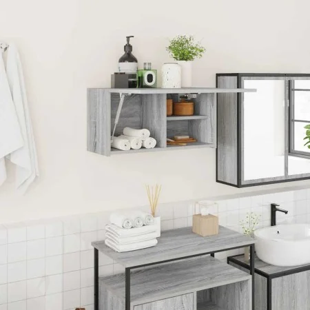Armario de pared baño madera ingeniería gris Sonoma 60x25x30 cm de , Tocadores de baño - Ref: Foro24-860063, Precio: 46,77 €,...