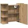 Armario con espejo baño madera roble artisan 80x20,5x64 cm de , Tocadores de baño - Ref: Foro24-856037, Precio: 89,20 €, Desc...