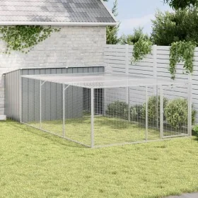 Caseta perros con corral acero galvanizado gris 197x396x110 cm von , Hundehütten - Ref: Foro24-3214225, Preis: 383,03 €, Raba...