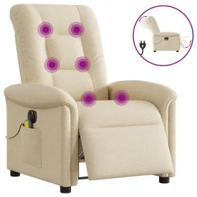 Sillón reclinable de masaje eléctrico tela color crema by , Armchairs - Ref: Foro24-3303252, Price: 288,95 €, Discount: %