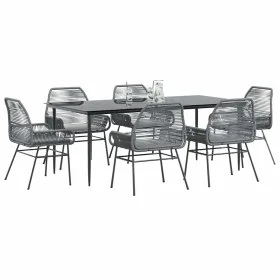 Juego comedor jardín 7 pzas cojines ratán sintético vidrio gris by , Garden sets - Ref: Foro24-3334483, Price: 547,25 €, Disc...