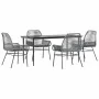 Juego comedor jardín 5 pzas cojines ratán sintético vidrio gris by , Garden sets - Ref: Foro24-3334481, Price: 366,01 €, Disc...