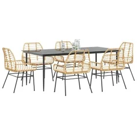 Juego de comedor de jardín 7 pzas con cojines ratán PE marrón by , Garden sets - Ref: Foro24-3334462, Price: 570,16 €, Discou...